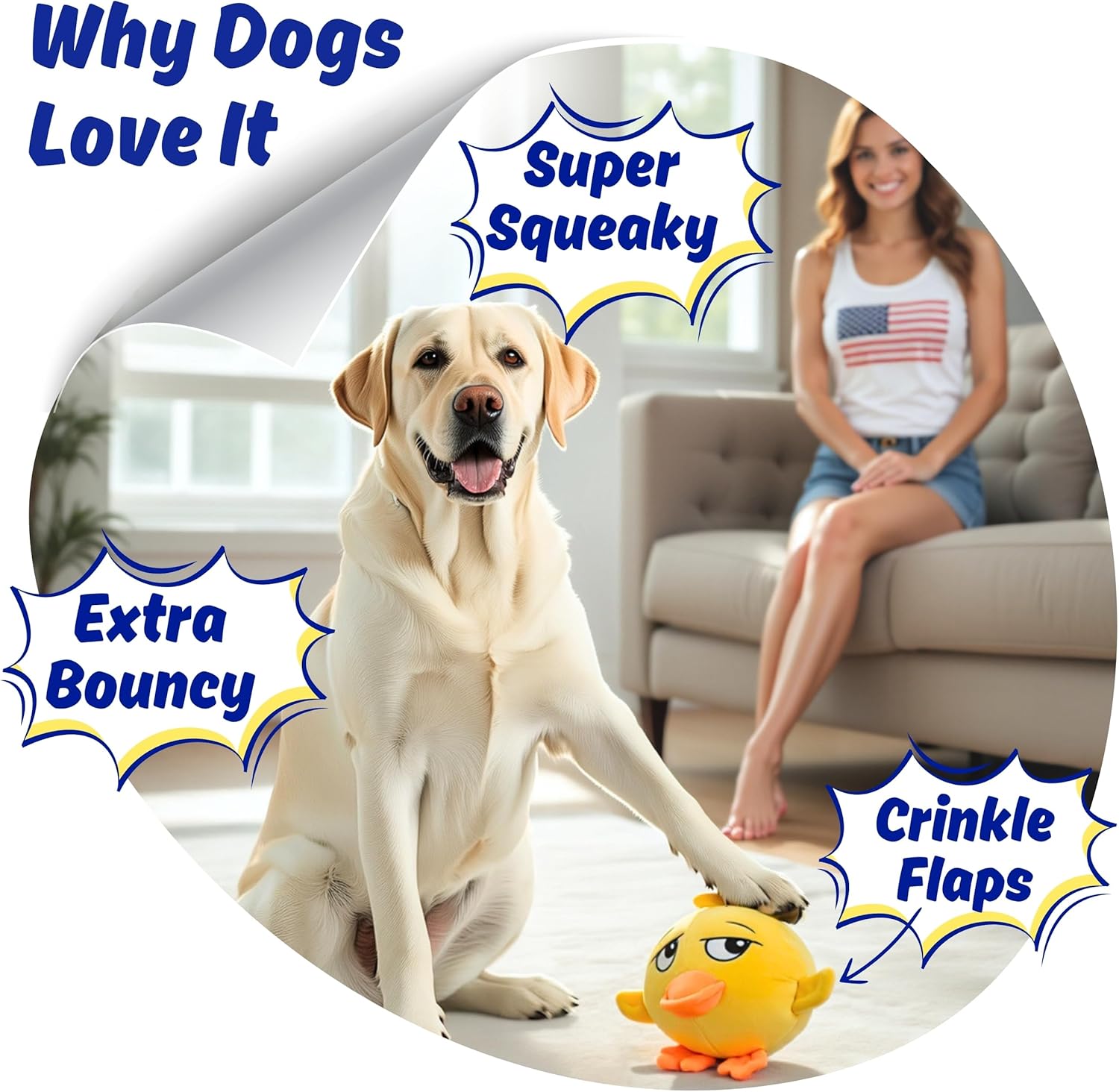 PeppyPawz - Juguete masticable 3 en 1 de pato de peluche para perro...
