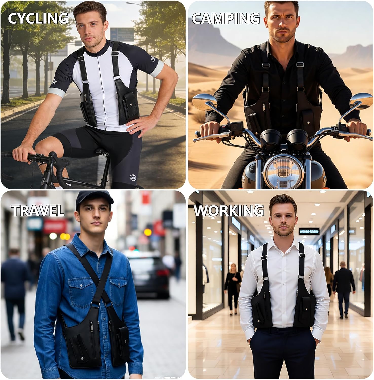 GLAMZLELE Bolsa de axila de doble hombro para hombre, para el pecho...