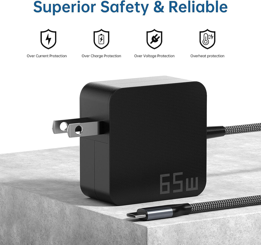 Cargador USB C para portátil de 65 W | Adaptador de corriente USB-C...