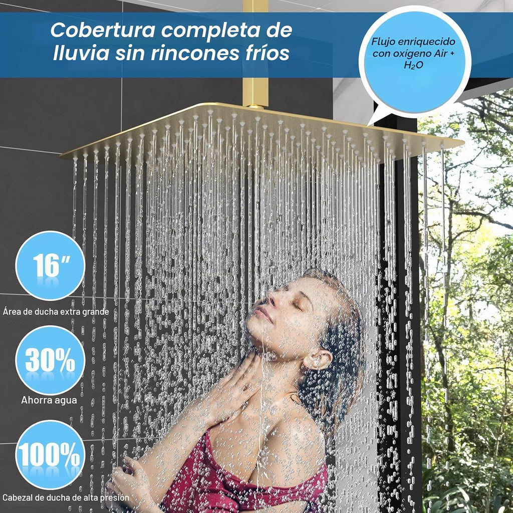 Sistema de ducha termostático de 16 pulgadas, juego de fuacet de du...