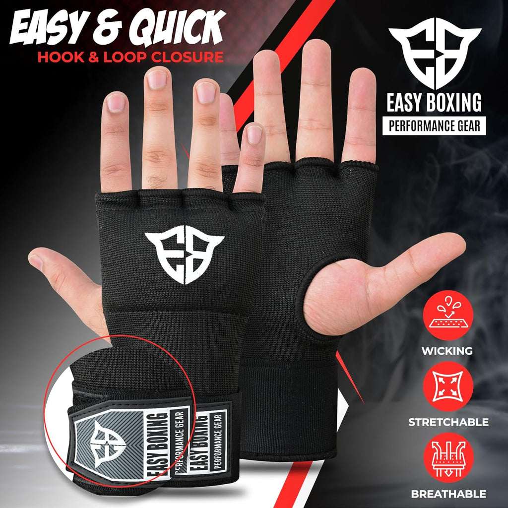 Easy Boxing Guantes interiores de gel, cierre de , muñequeras trans...