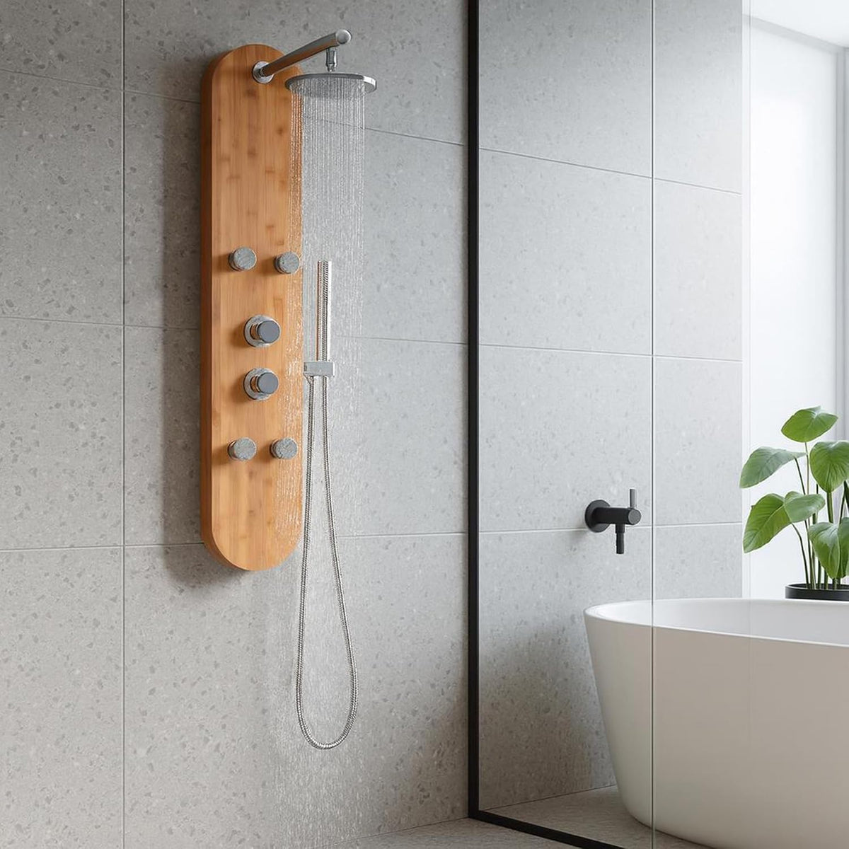 ANZZI 52" panel de ducha, serie de la grúa, panel de ducha de c...