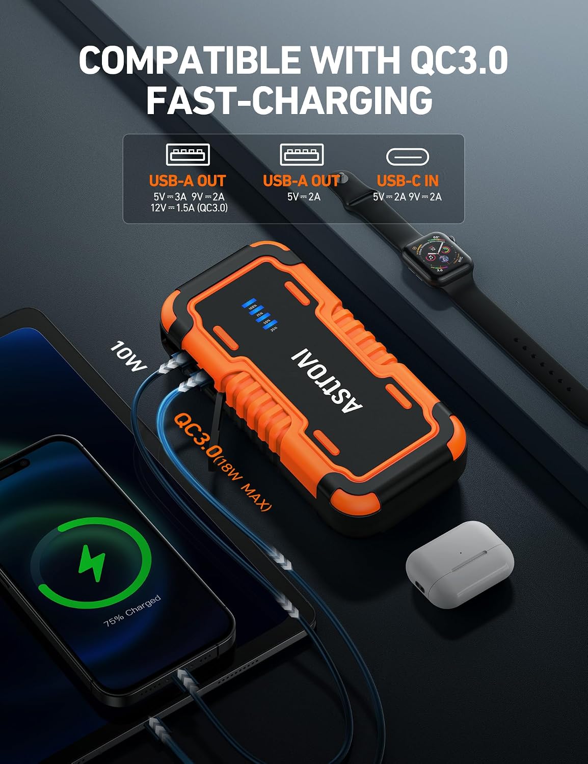 AstroAI P10 Arrancador de Batería de Coche, Paquete de Batería de A...