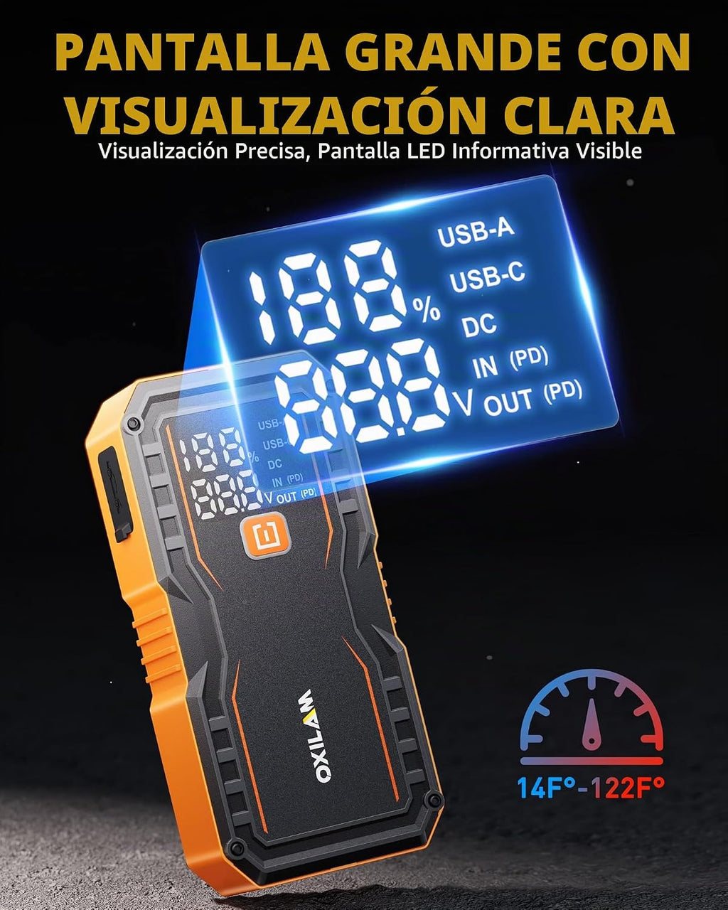 OXILAM Arrancador 20000mAh para todos los motores de gasolina y dié...