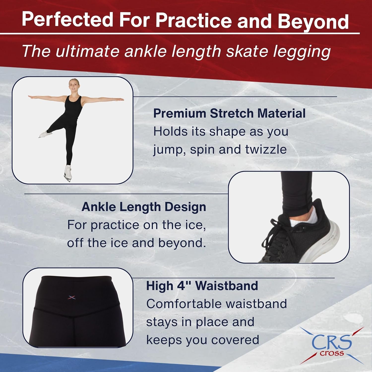 CRS Cross Leggings de patinaje sobre hielo. Leggins negros para pat...