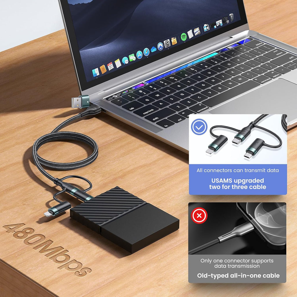 YOUSAMS PD Cable de Carga Rápida Multi USB C de 60W Cable Trenzado...