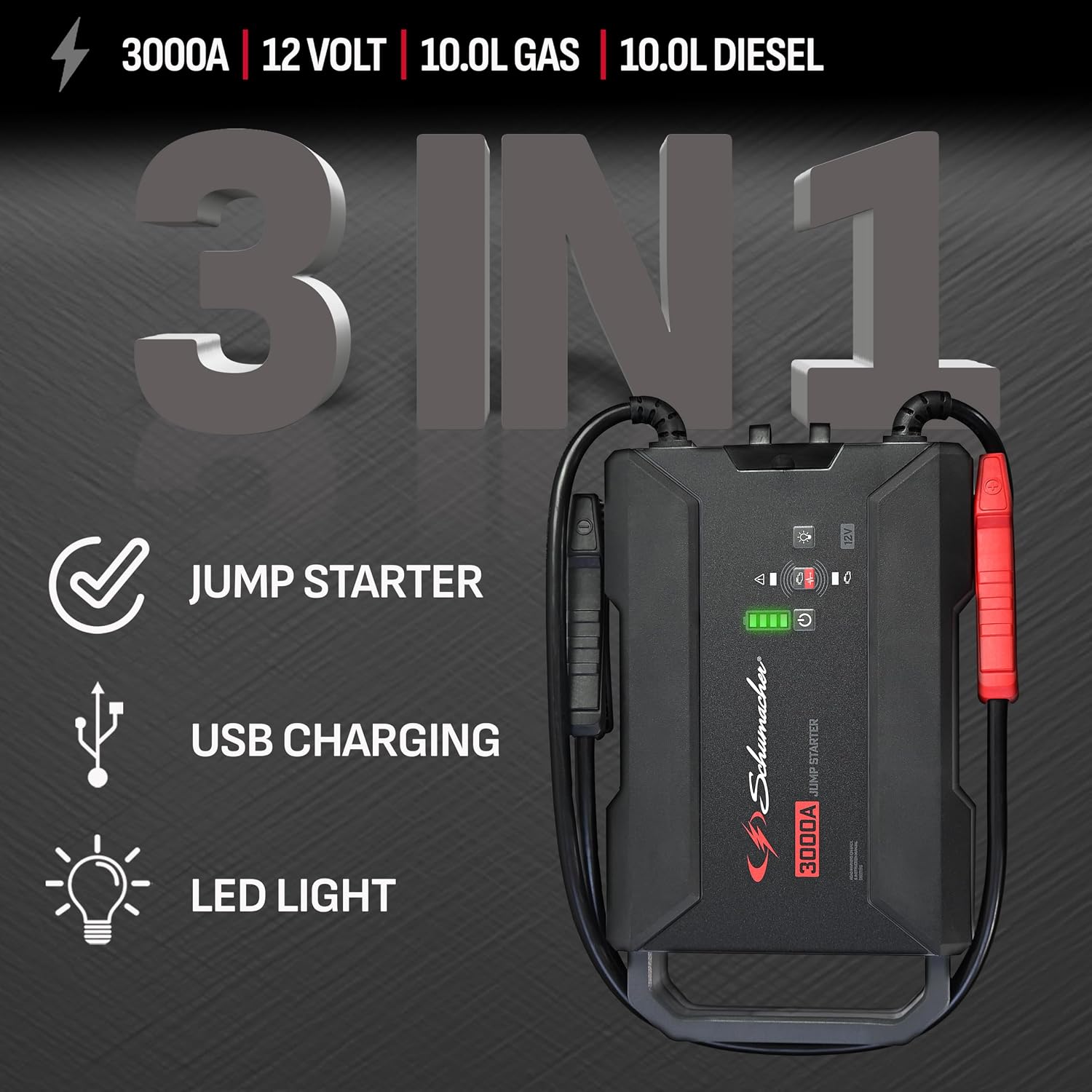 Schumacher Electric 3000A Arrancador de batería de litio para coche...