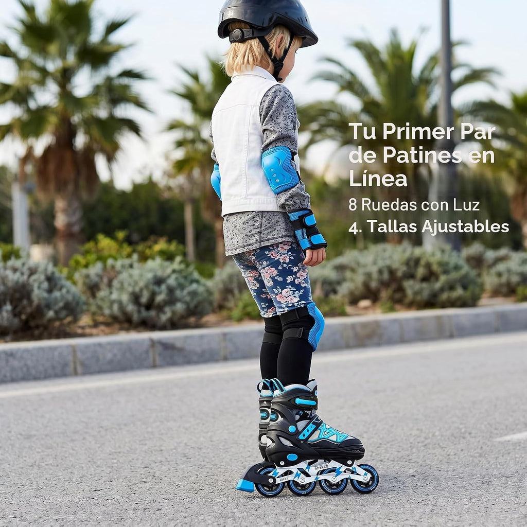 Lightning Adjustable 4 Sizes Inline Skates with Full Light up Wheel...