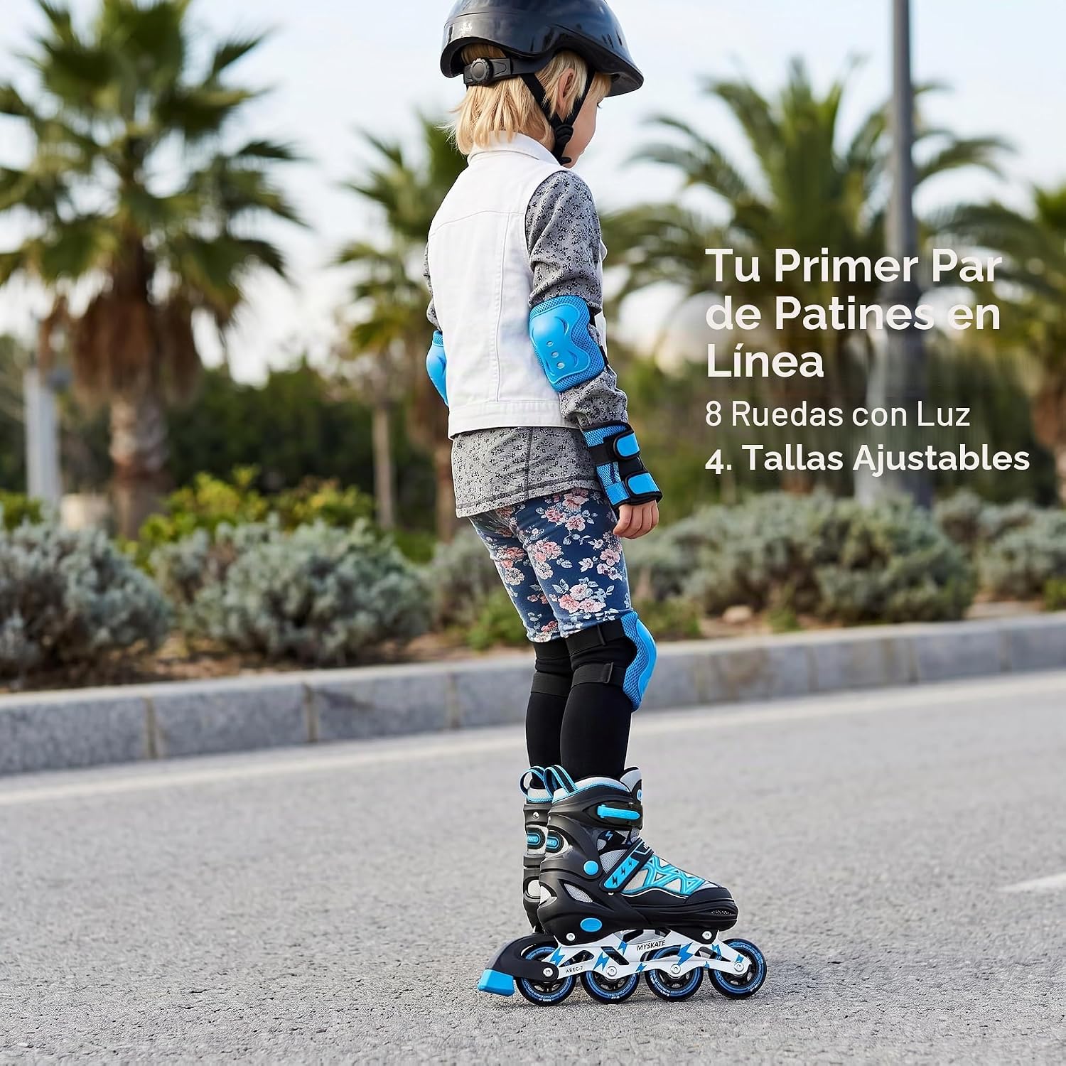 Lightning Adjustable 4 Sizes Inline Skates with Full Light up Wheel...