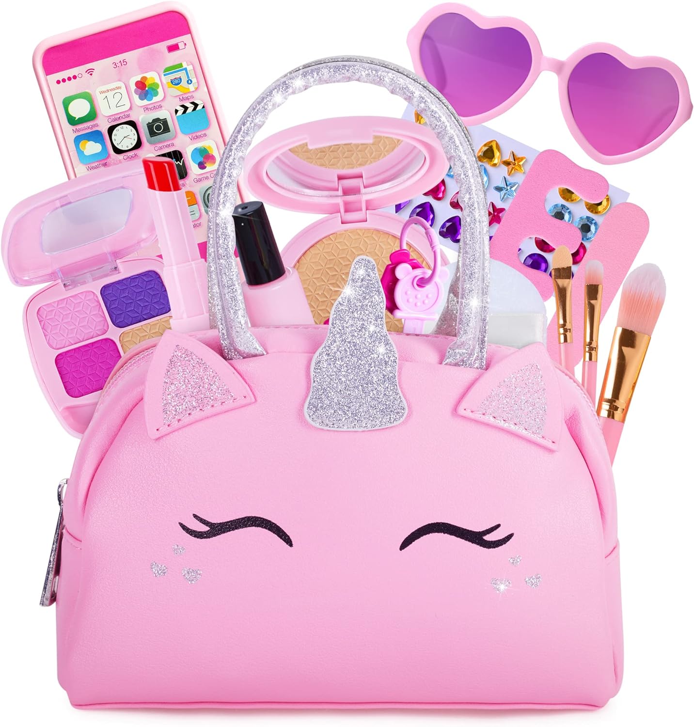 Kit de maquillaje de simulación para niñas pequeñas con bolso de un...