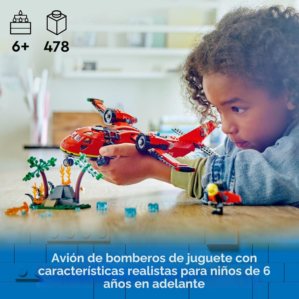 LEGO City Avión de Rescate de Bomberos - Juego de Bloques de Constr...