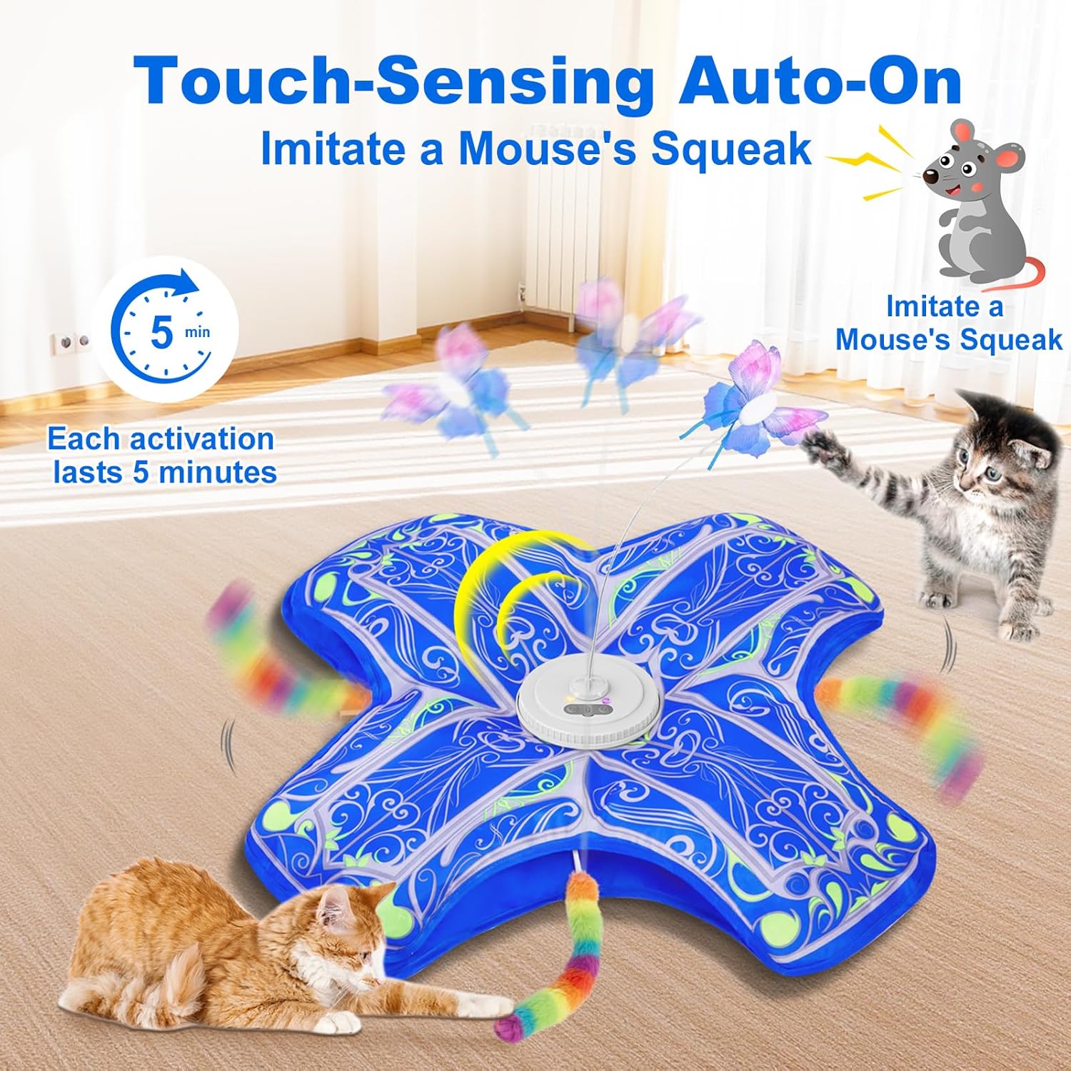 Qraxond Juguetes interactivos para gatos de interior, [Nuevamente a...