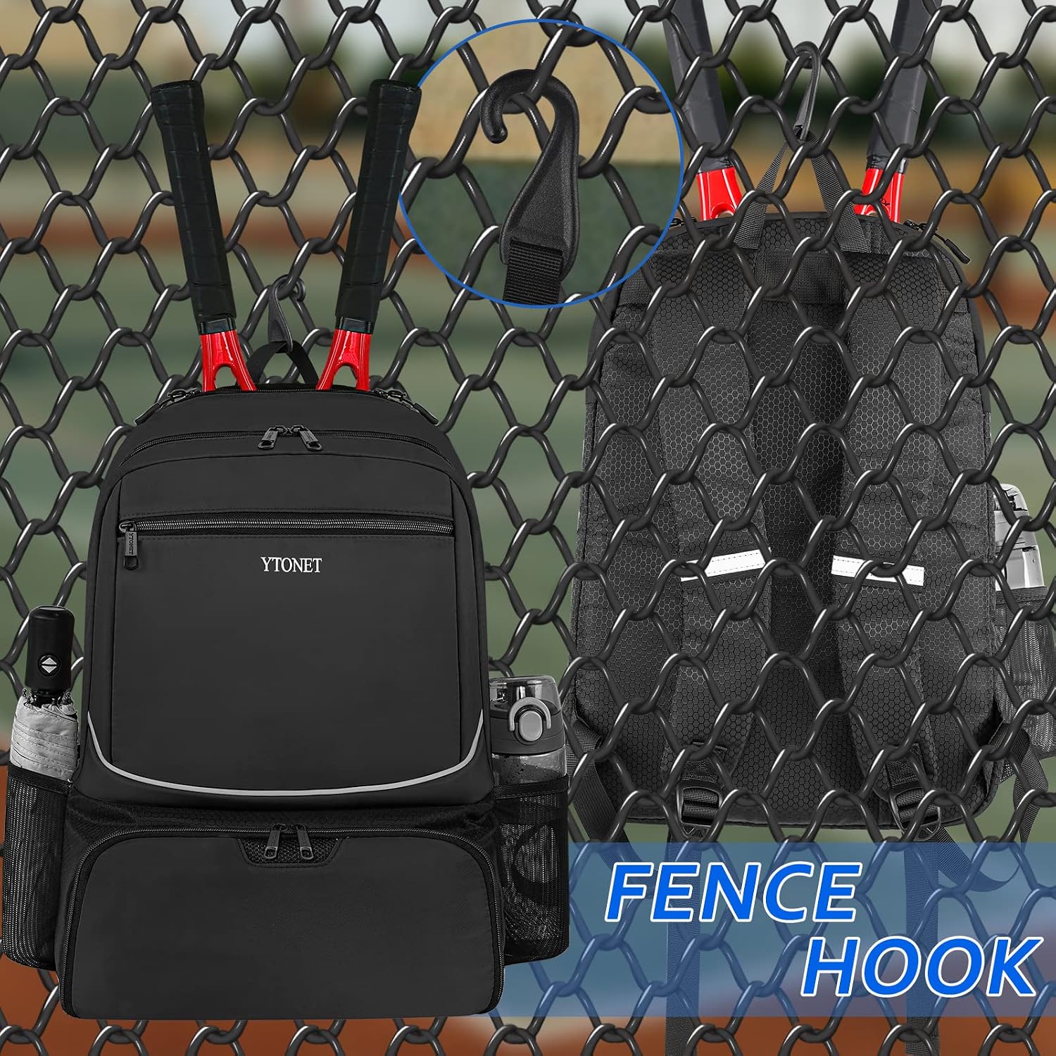 Ytonet Mochila de tenis para mujeres y hombres, 2 raquetas con bols...