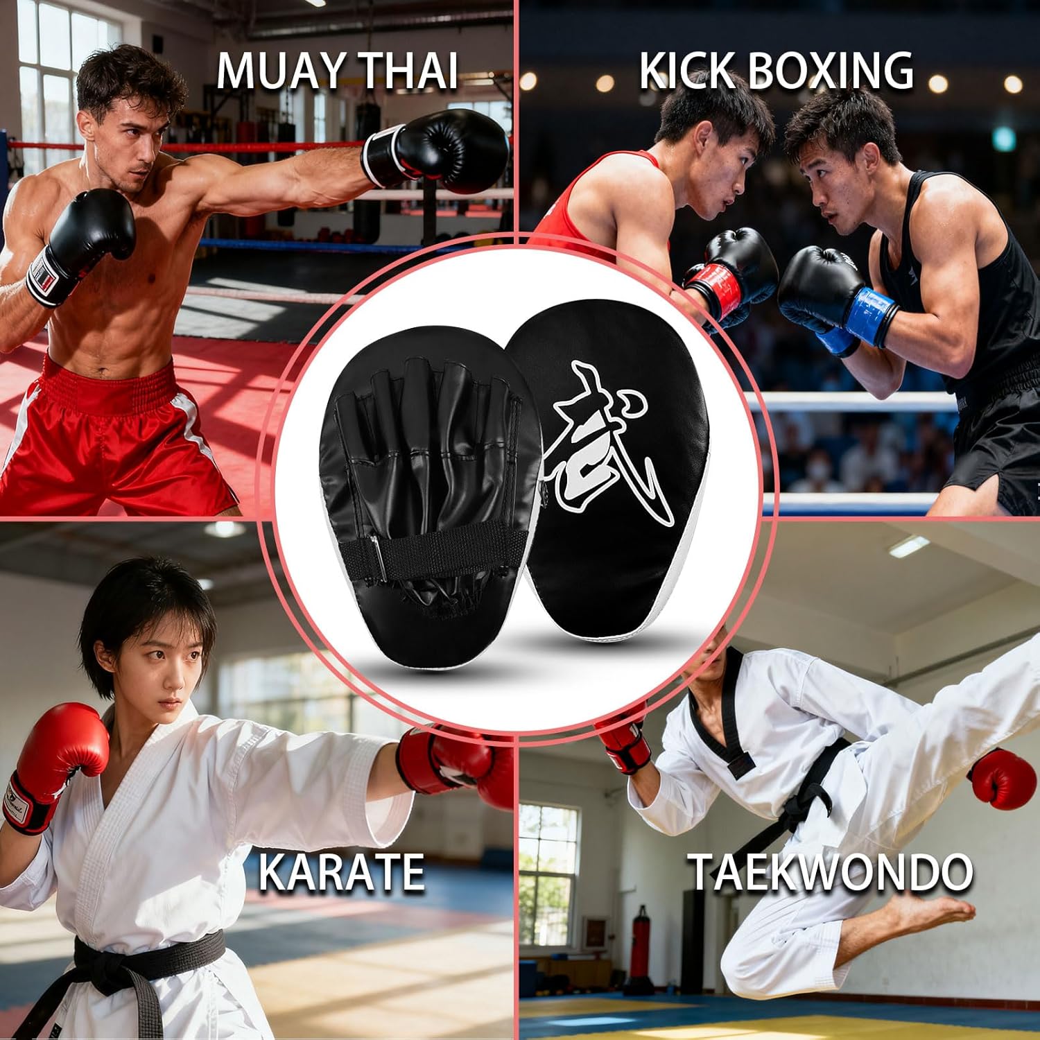 Zmpkhba Juego de almohadillas de boxeo 2 en 1, guantes de boxeo, gu...