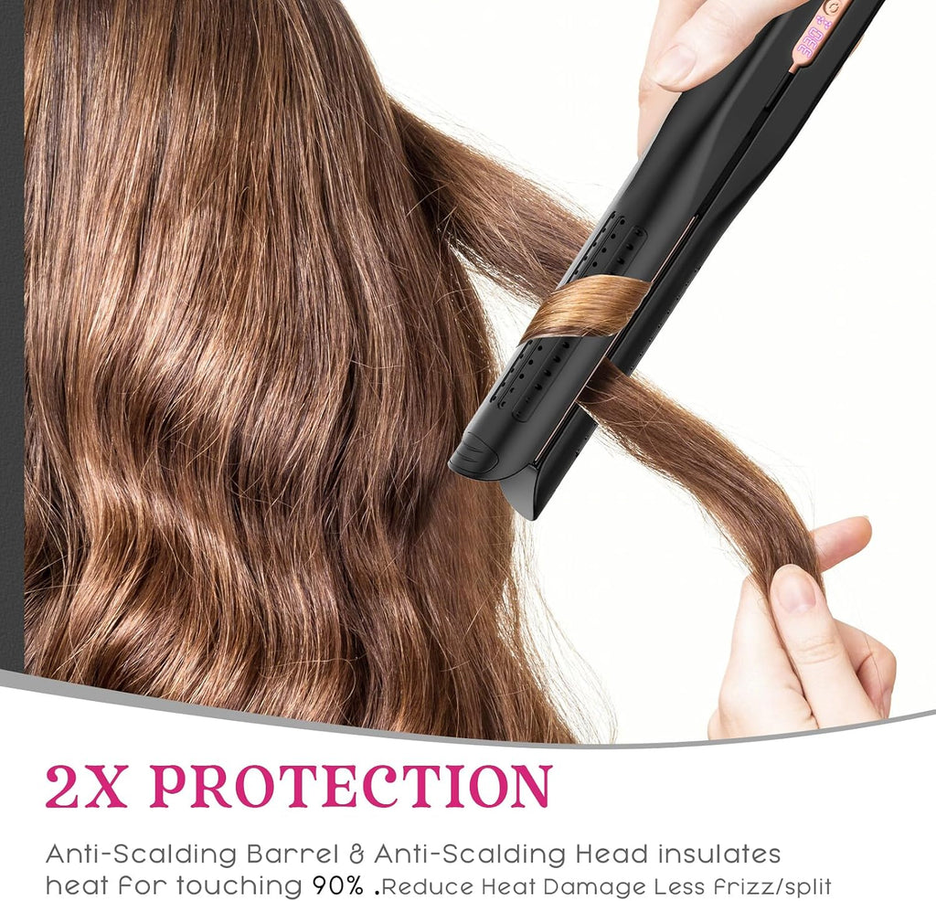 SKIMI Airflow Styler 2.0 Plancha de pelo de titanio y varita rizado...