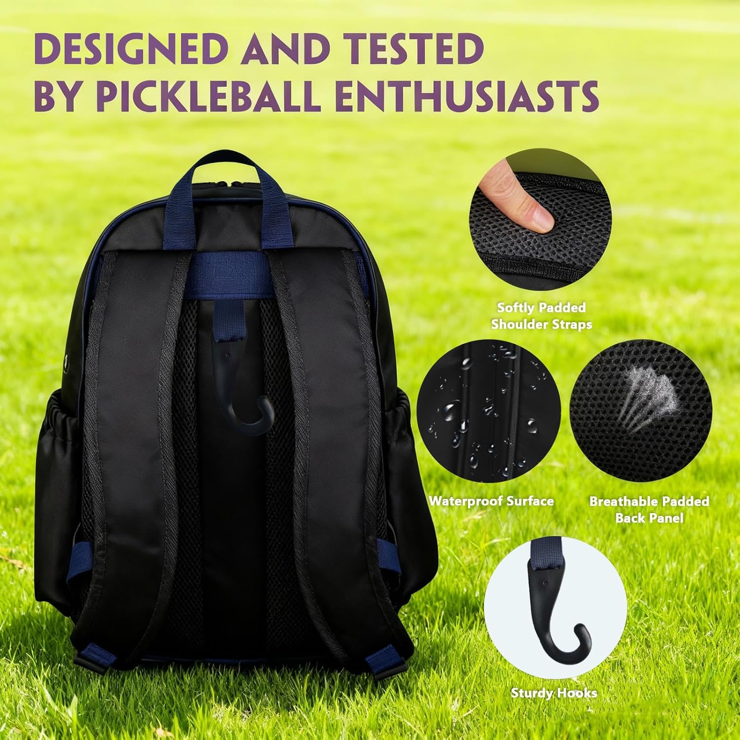 VHYBRIX Bolsas de pickleball, mochila impermeable de lujo de 30 lit...