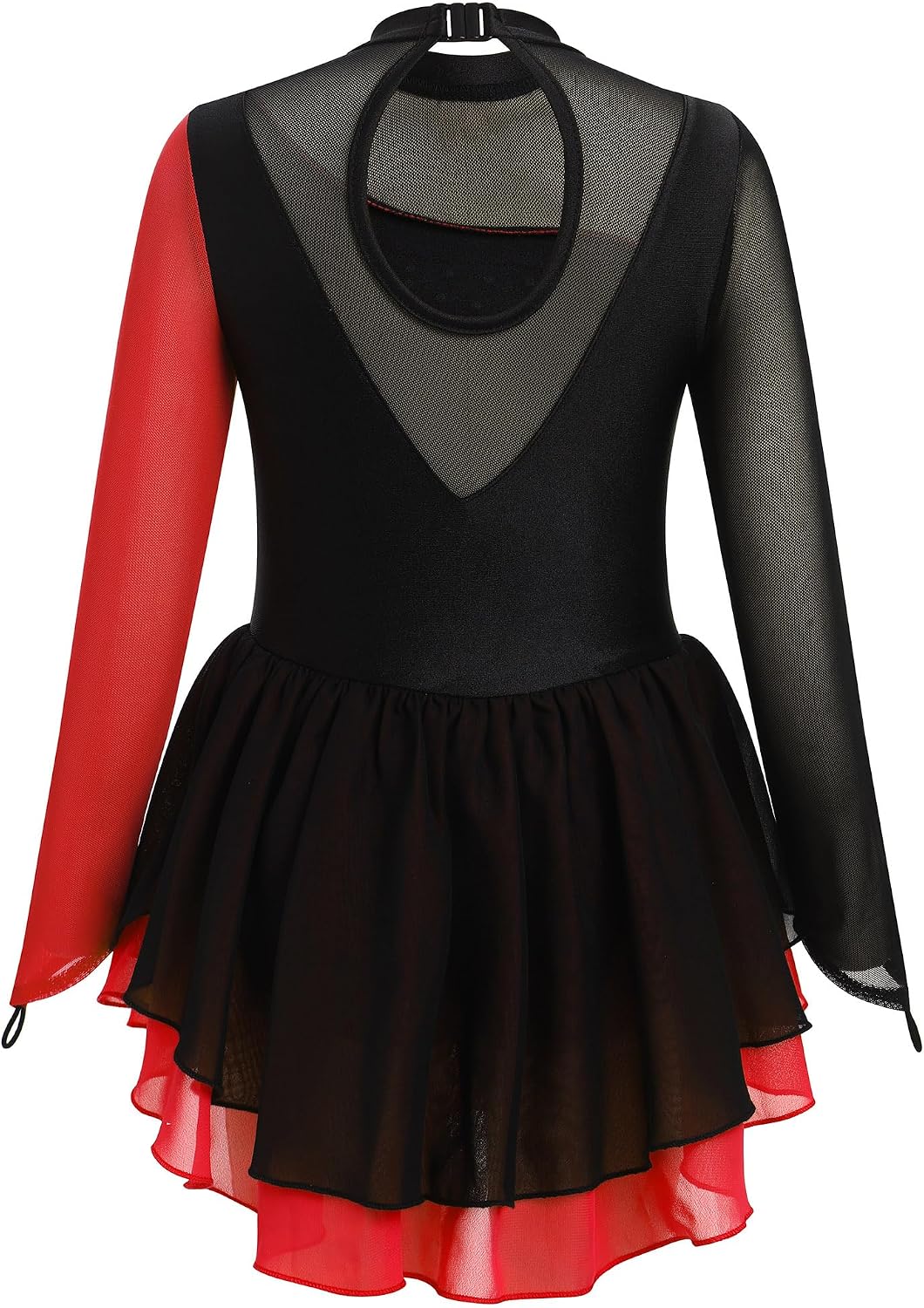 Vestido de patinaje artístico para niña, con cuello alto falso metá...