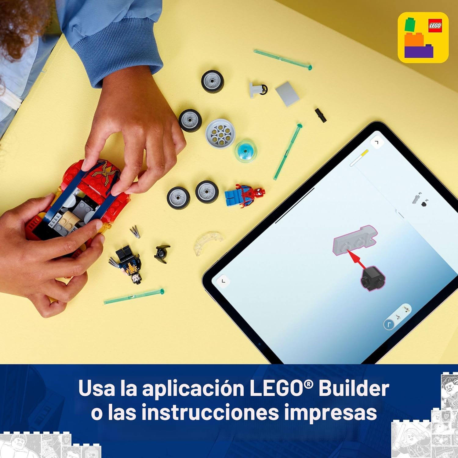 LEGO Marvel Spider-Man Car vs Lobezno venomizado juguete de constru...