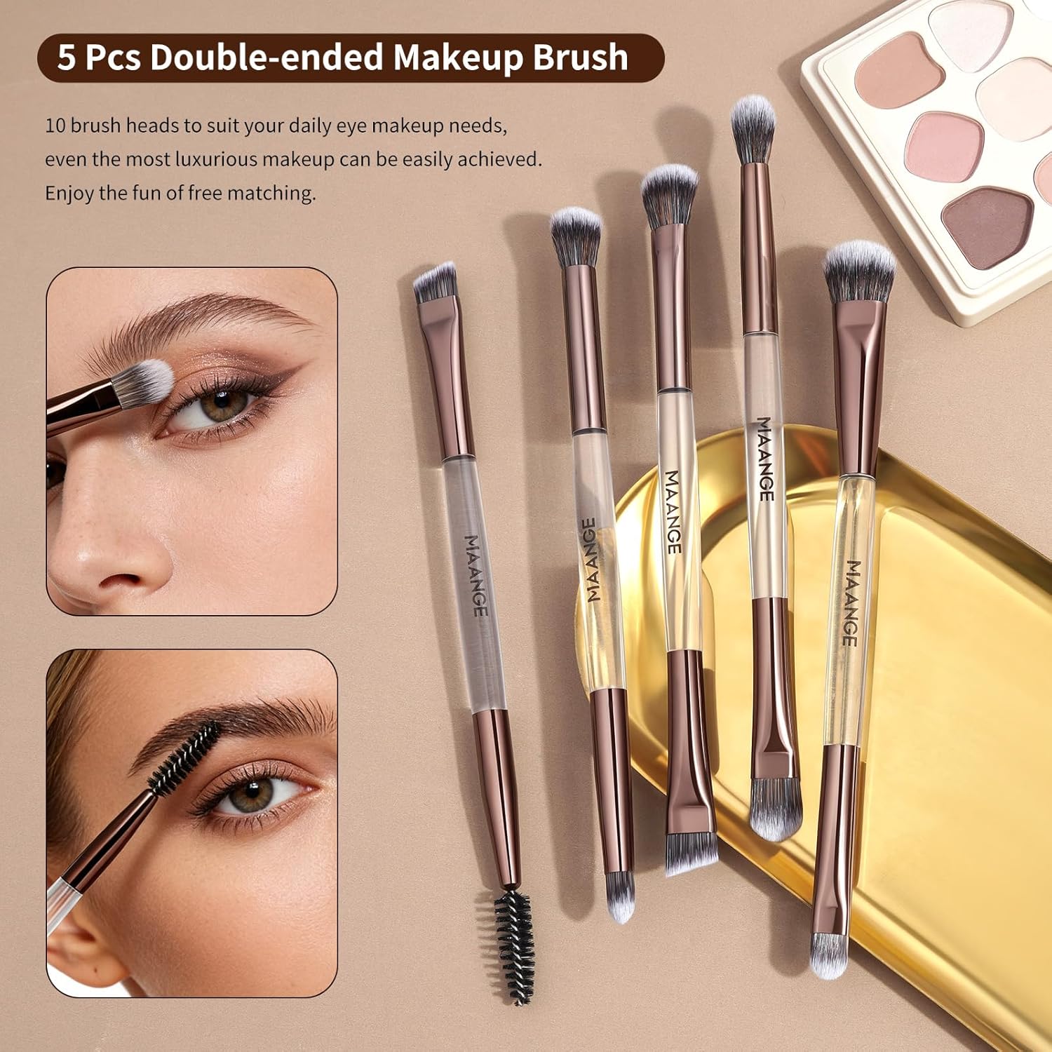 MAANGE Juego de 7 pinceles para maquillaje con bolsa, brochas de ma...