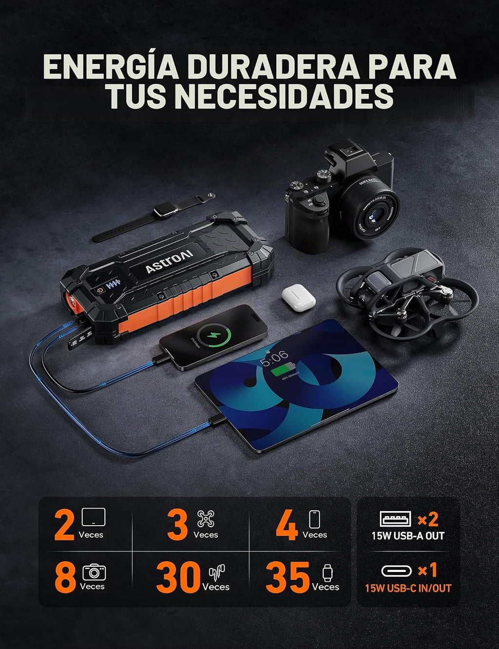 AstroAI S8 Ultra - Arrancador de litio de 12 V 4000 A hasta todo ga...