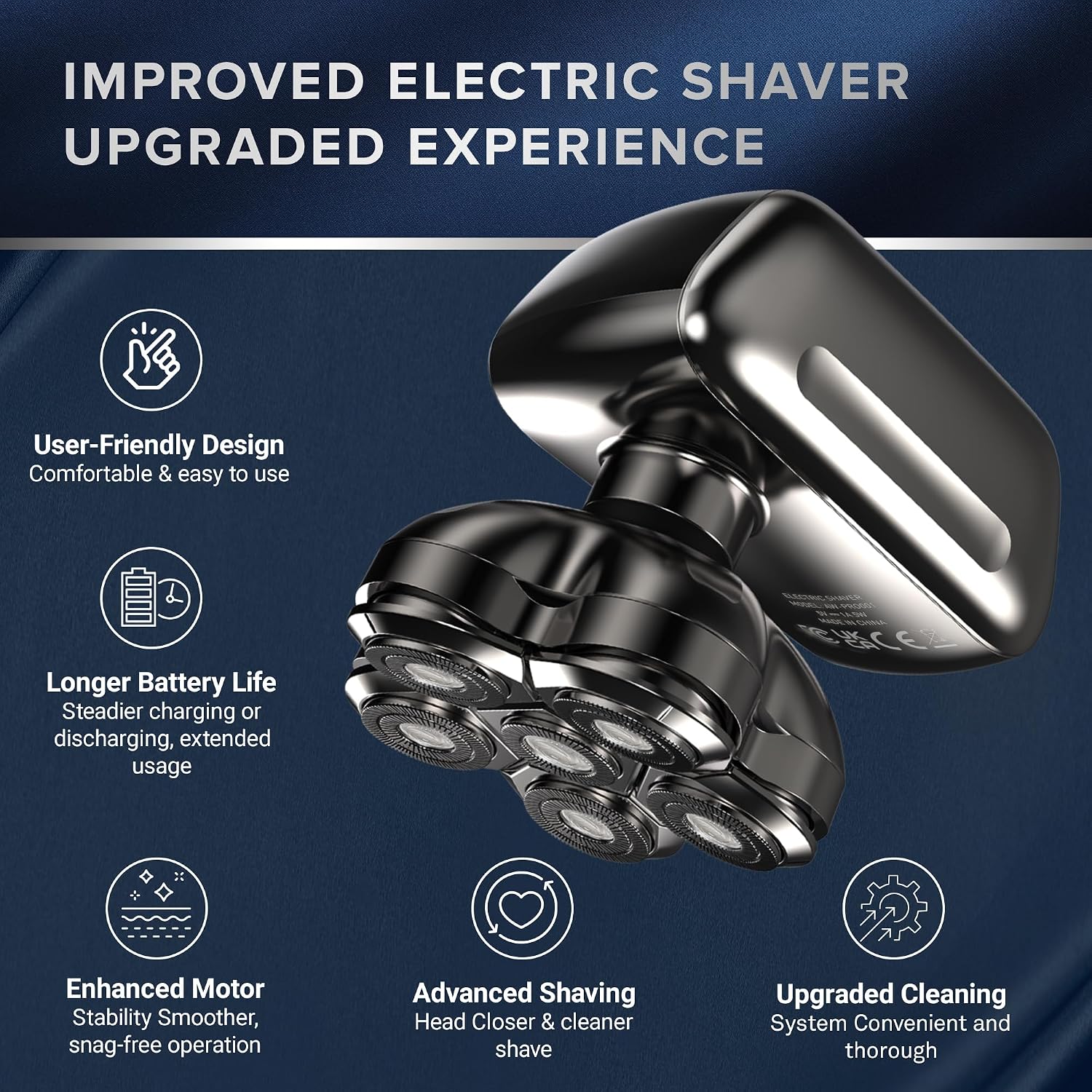 Afeitadora eléctrica de cabeza para hombres calvos: maquinilla de a...