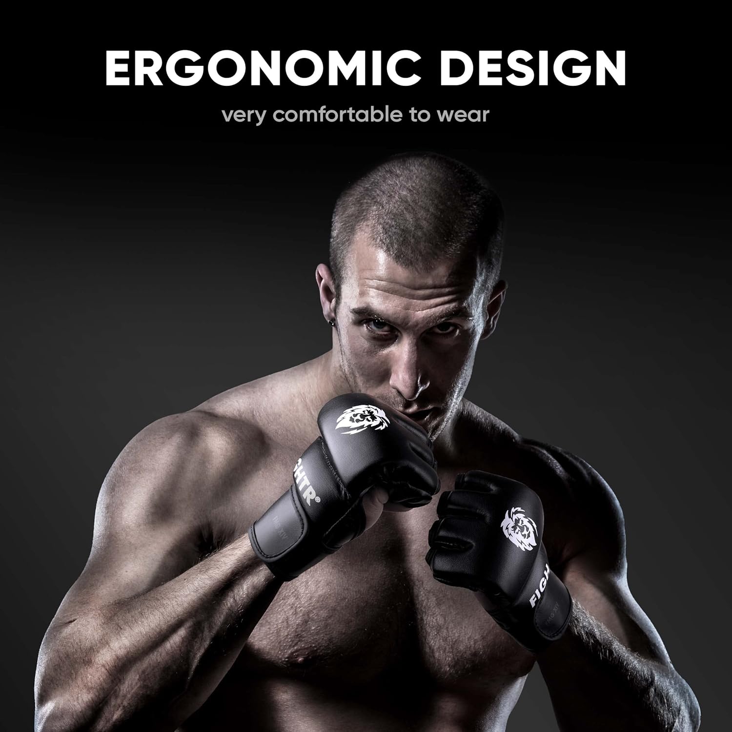 FIGHTR® Guantes Pro de MMA para Entrenamiento de Agarre y Sparring,...