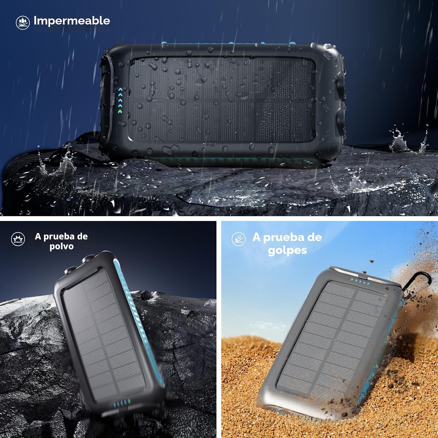 Banco de energía con cargador solar de 49800mAh portátil de carga r...