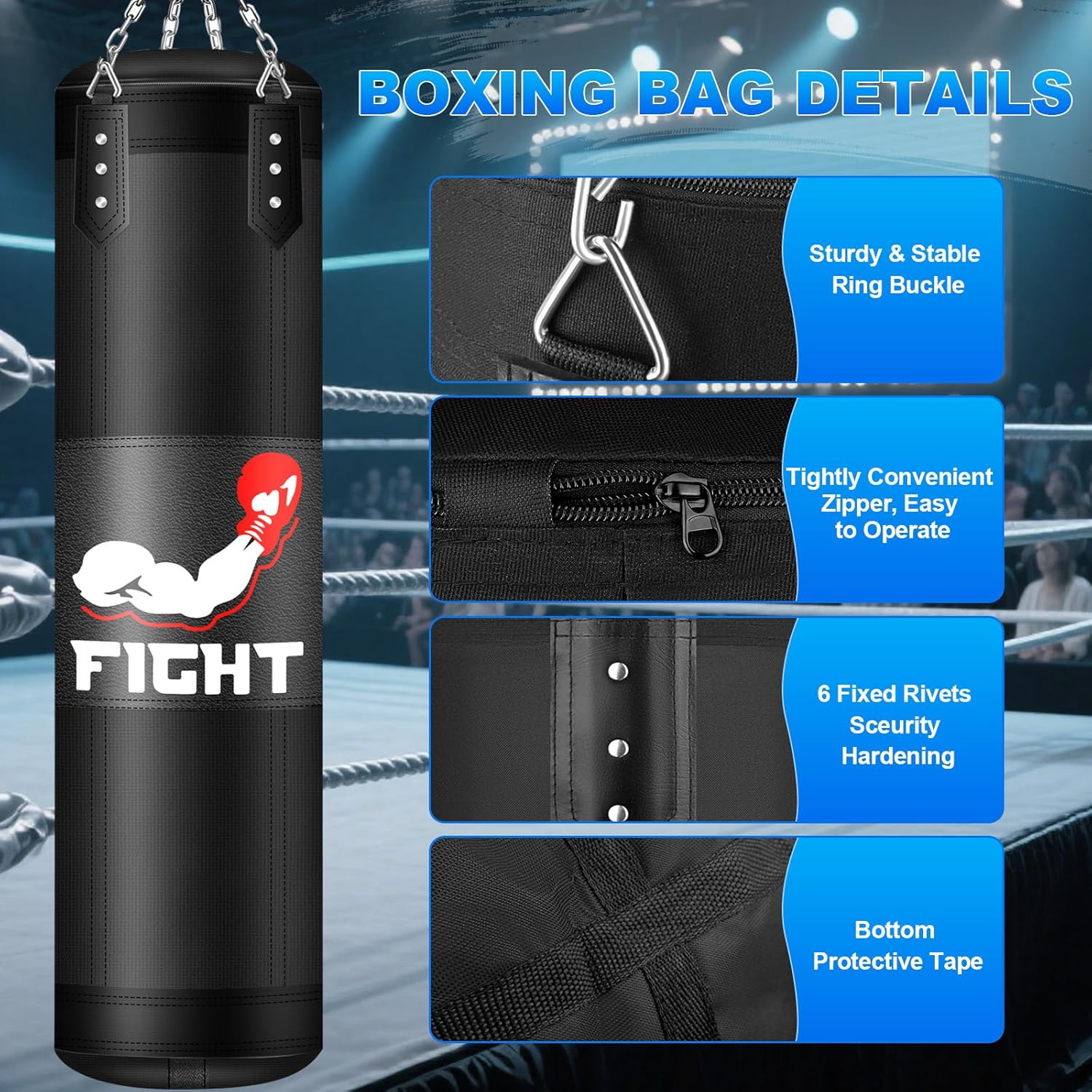 Juego de saco de boxeo para adultos, juego de saco de boxeo pesado...