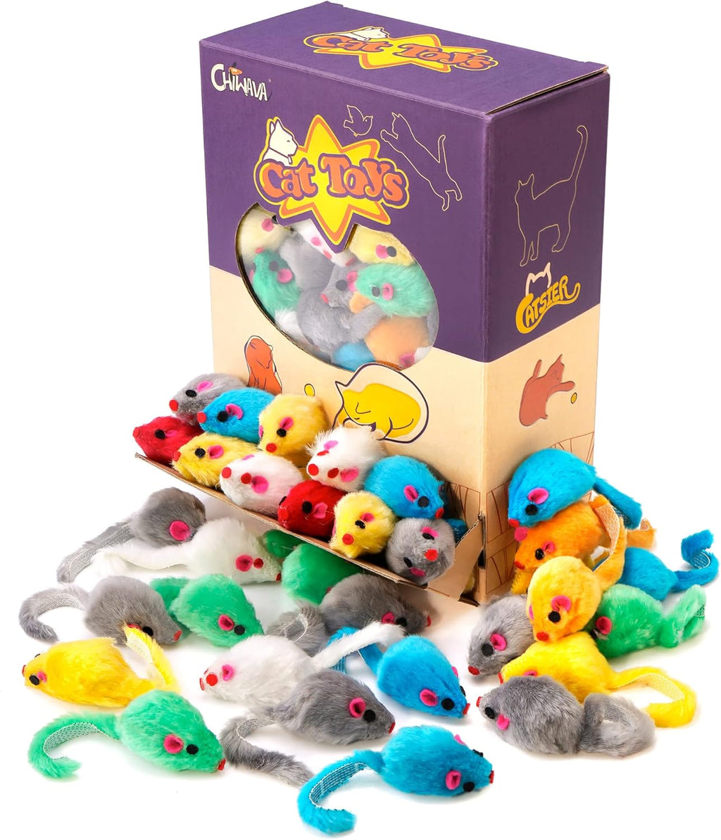 CHIWAVA 60 piezas de 4.1 pulgadas de juguete de gato peludo ratones...