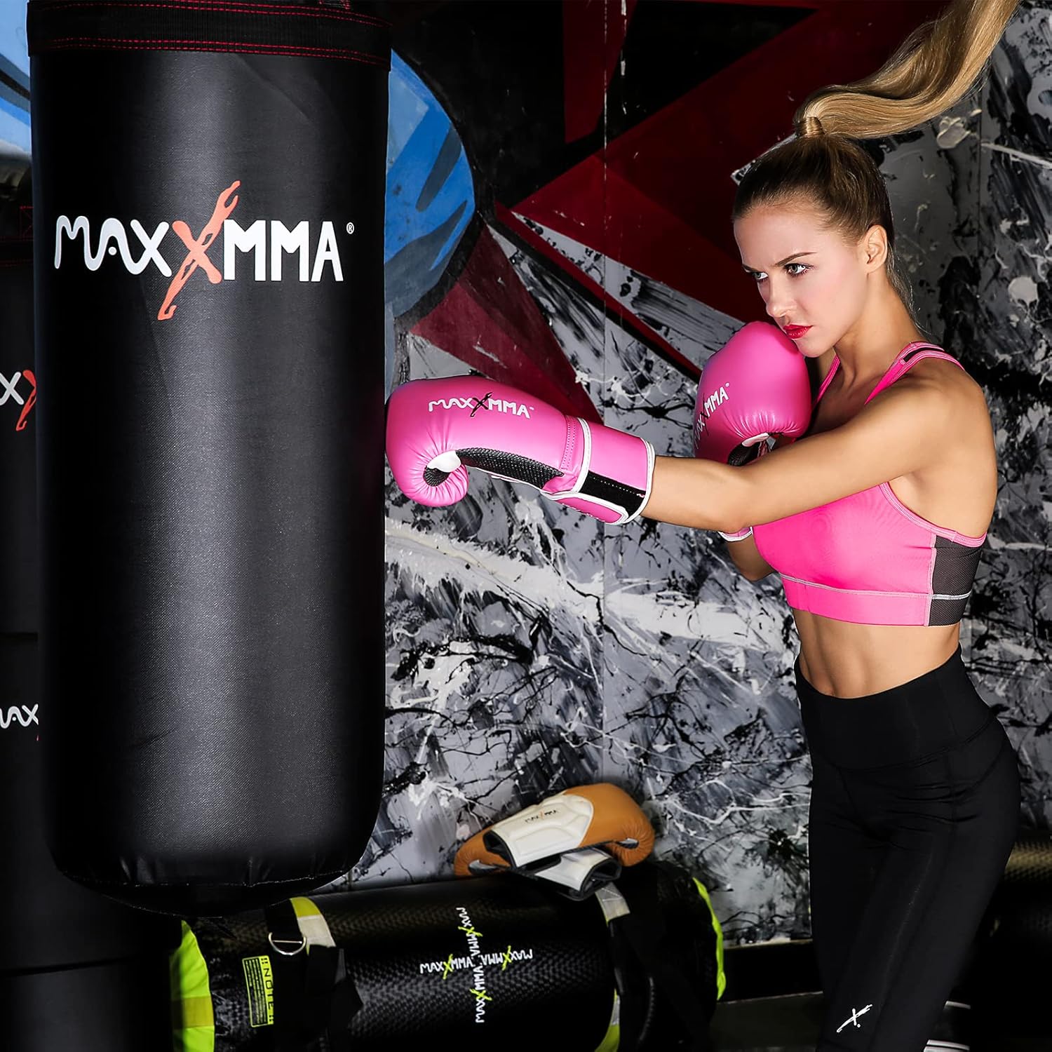 MaxxMMA Guantes de boxeo de estilo profesional para hombres y mujer...