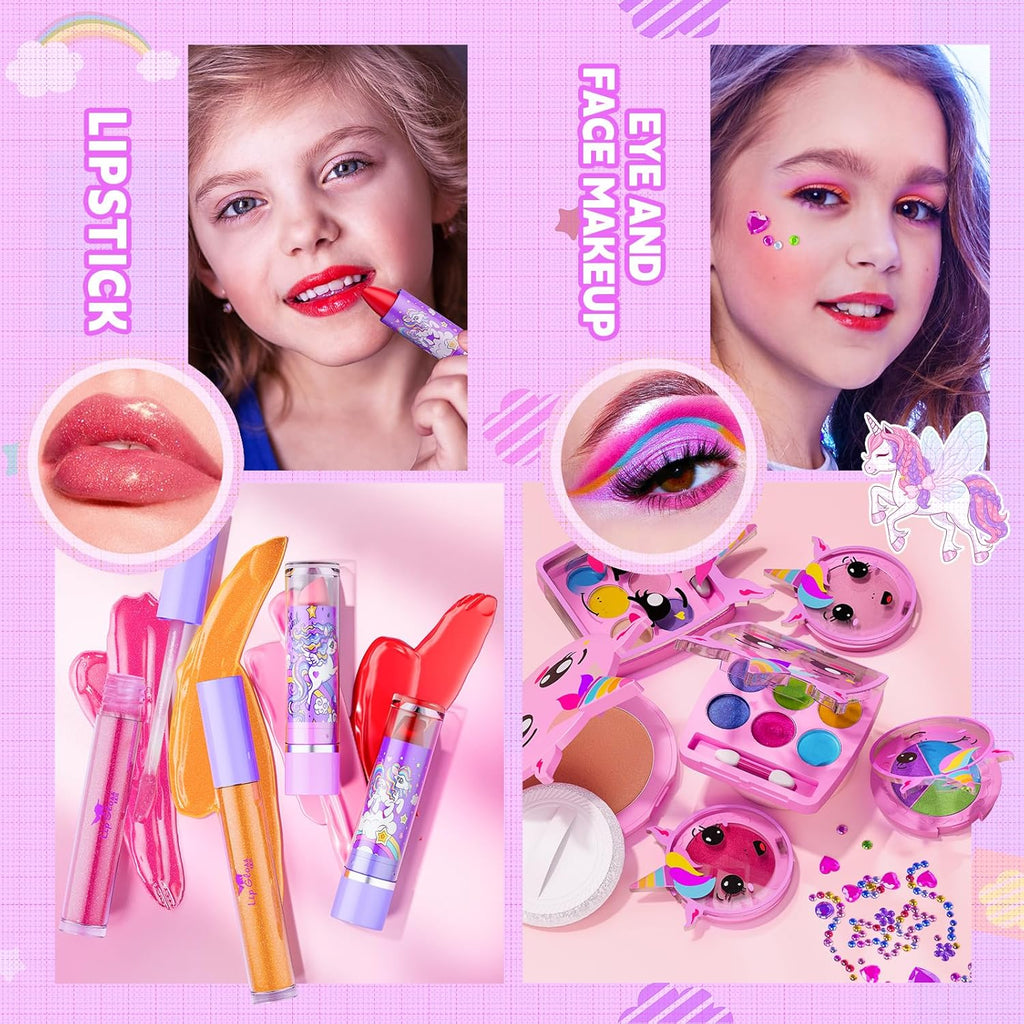 Beayuck Juego de maquillaje para niñas - Juego de juguetes de maqui...