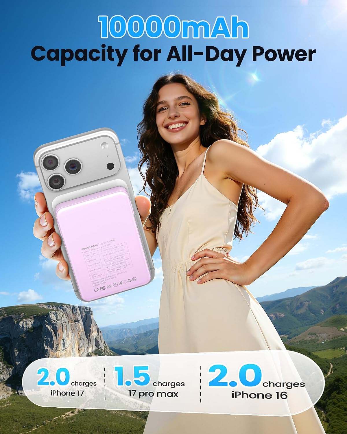 Cargador portátil magnético, banco de energía de 22.5 W, carga rápi...