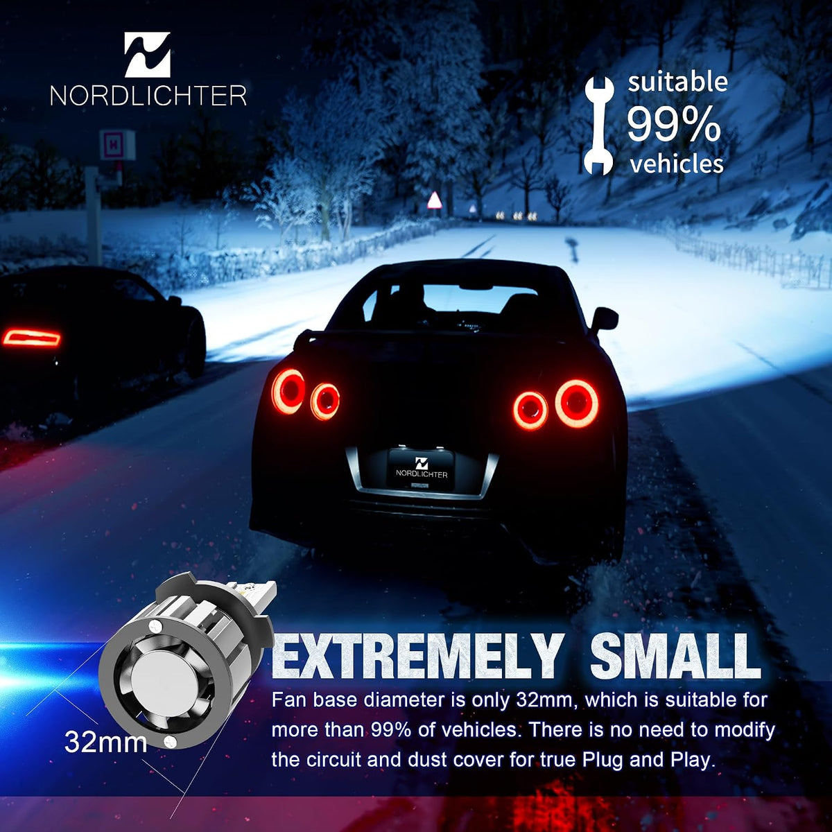 N NORDLICHTER 9005 Focos, 30000LM 600% brillo 9005 HB3 luz antinieb...