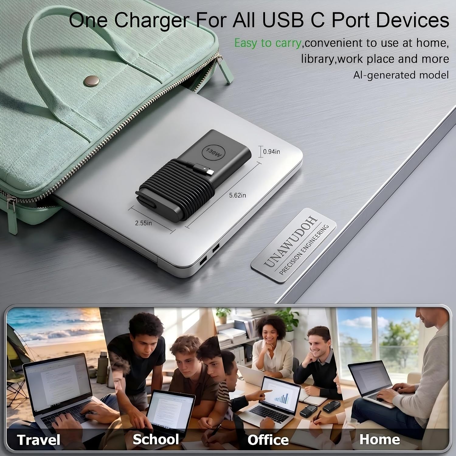 Cargador de laptop USB C de 130W Compatible con Dell Precision 5570...