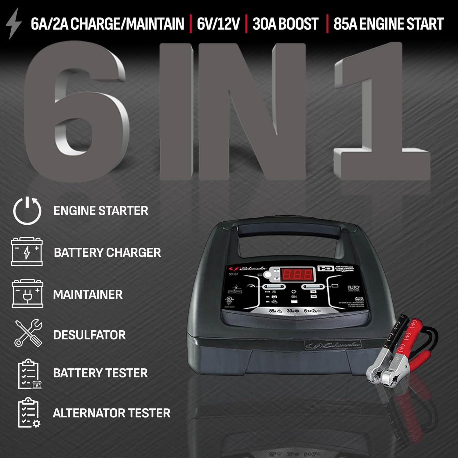 Schumacher Electric - Cargador de batería de coche de 6A y arrancad...
