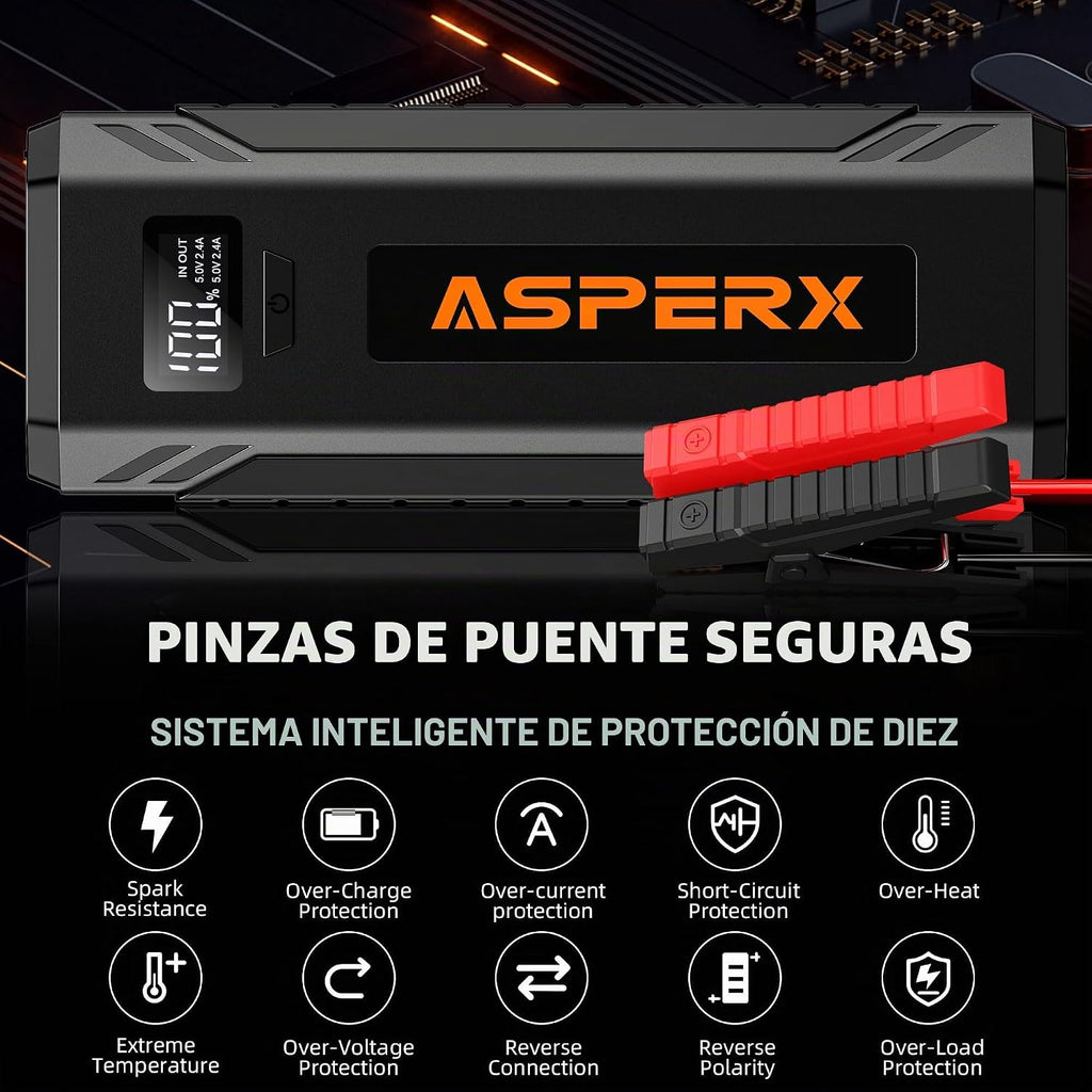 ASPERX Arrancador de Coche, Arrancador de Batería de Pico de 4000A...