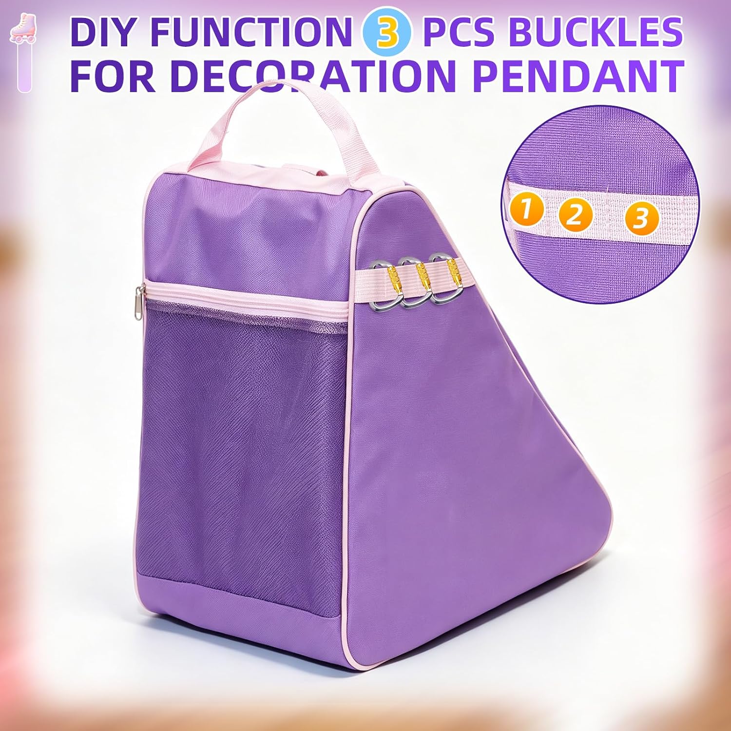 Yzryth Bolsa de patinaje con inicial personalizada para niñas y muj...