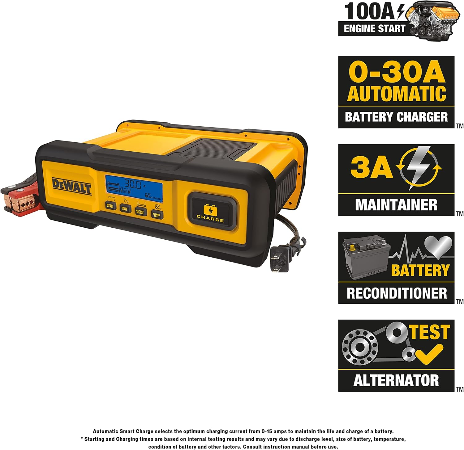 DeWalt DXAEC100 - Cargador de batería de 30 amperios, para vehículo...