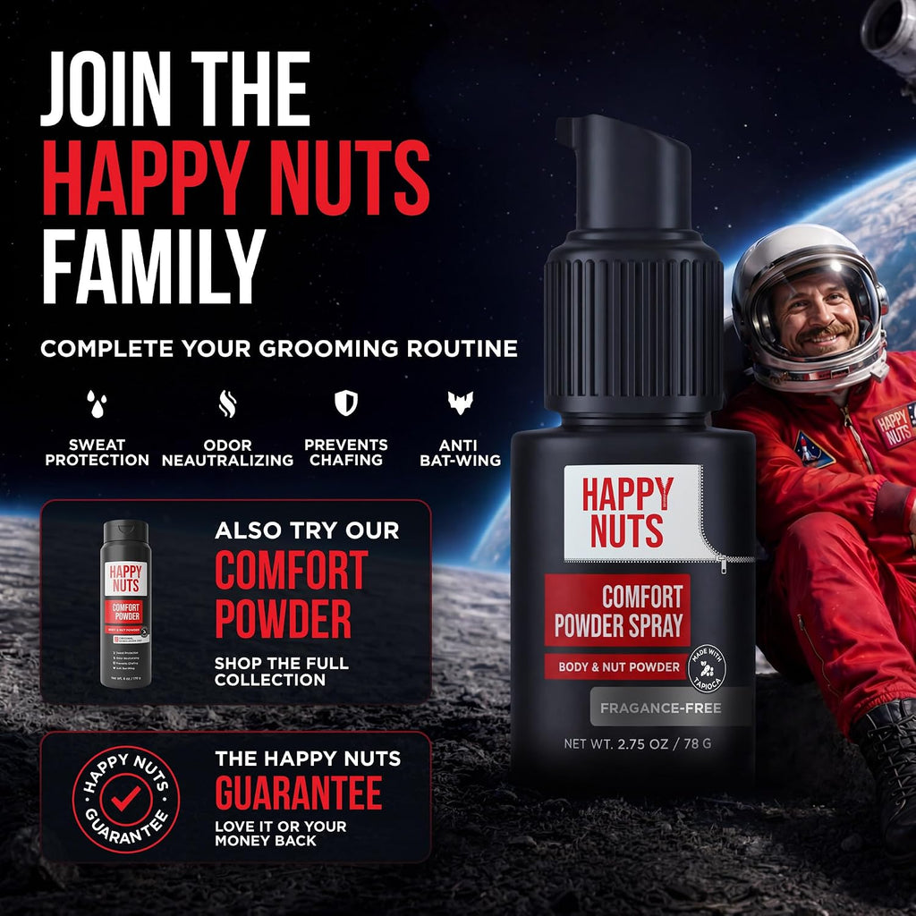 Happy Nuts Comfort - Desodorante en aerosol en polvo para hombres:...