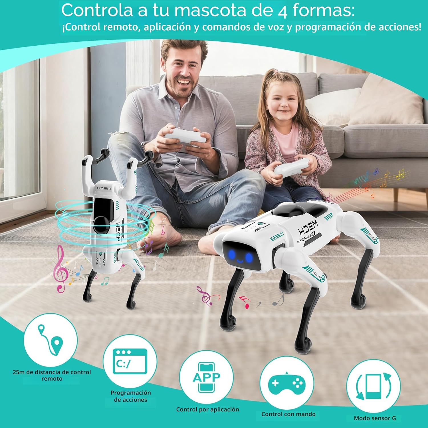 Dingdongwu - Perro robot inteligente para niños, mascota robótica d...