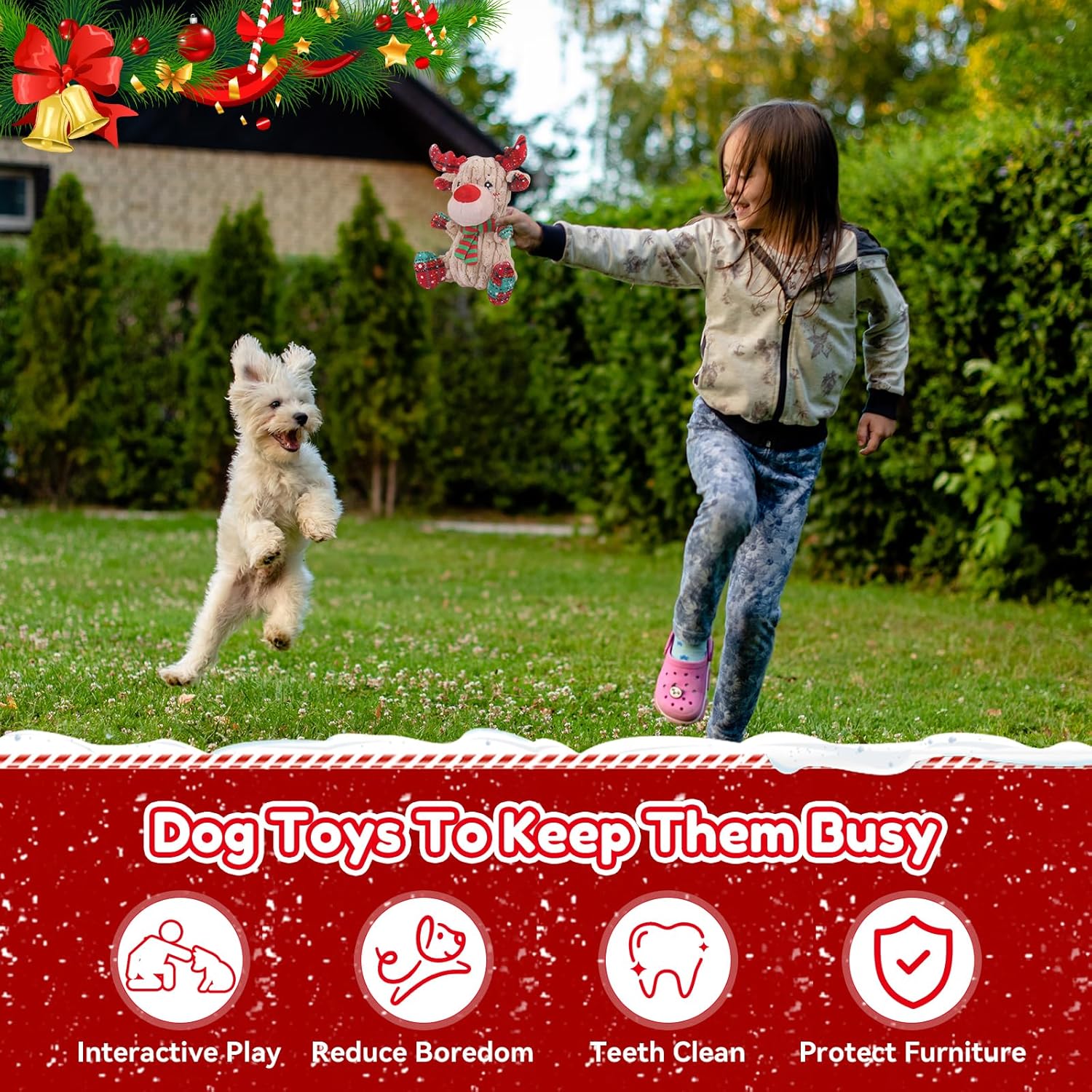 Juguetes navideños para perros Loncoldy, divertido juguete chirrian...
