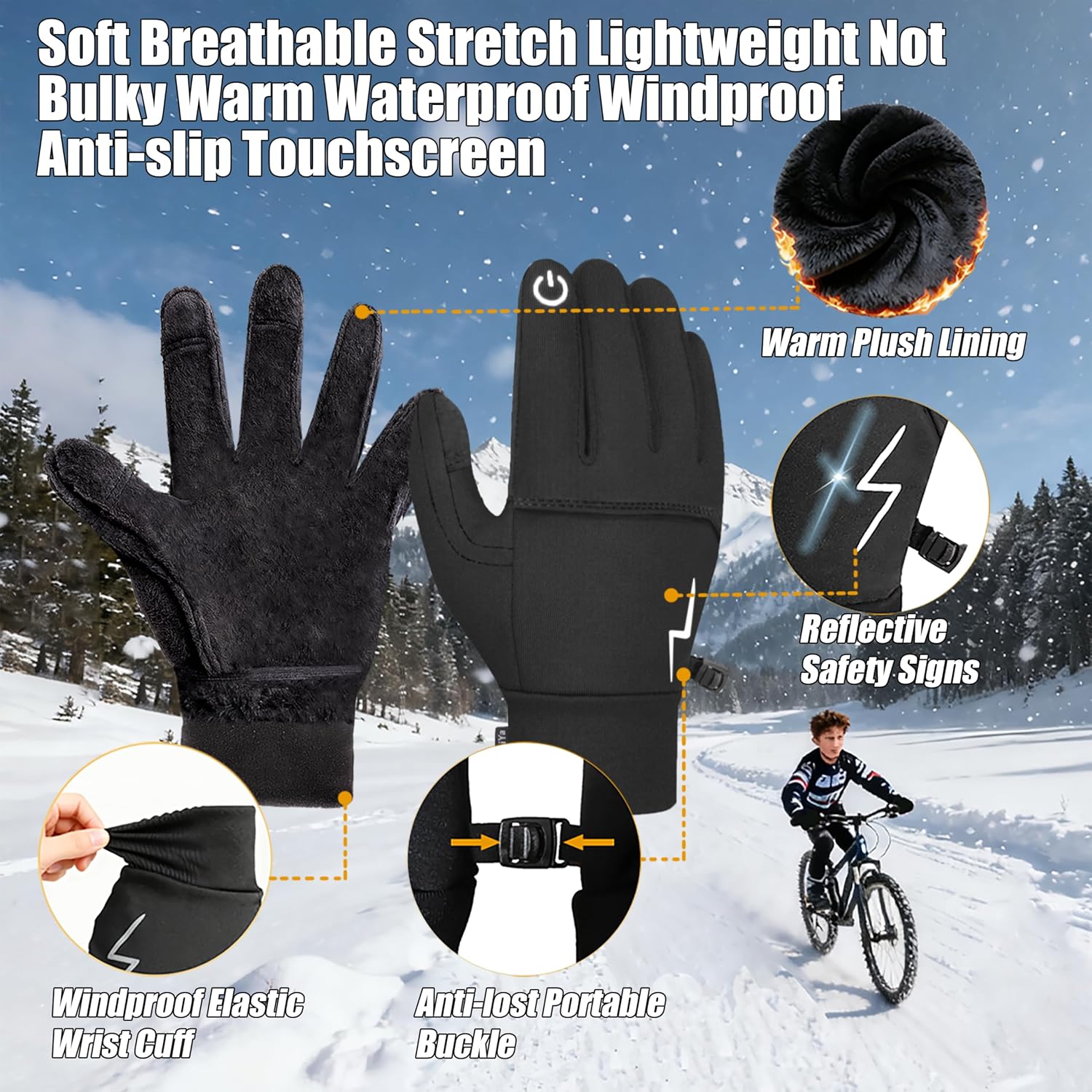 YukiniYa - Guantes de invierno para niños y niñas, térmicos, compat...