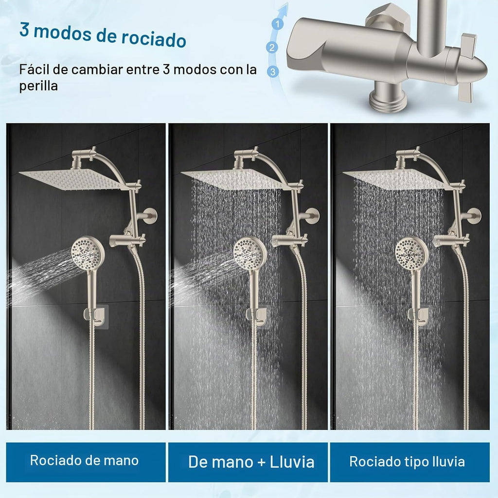 Hibbent All Metal - Cabezal de ducha de lluvia de alta presión de 8...