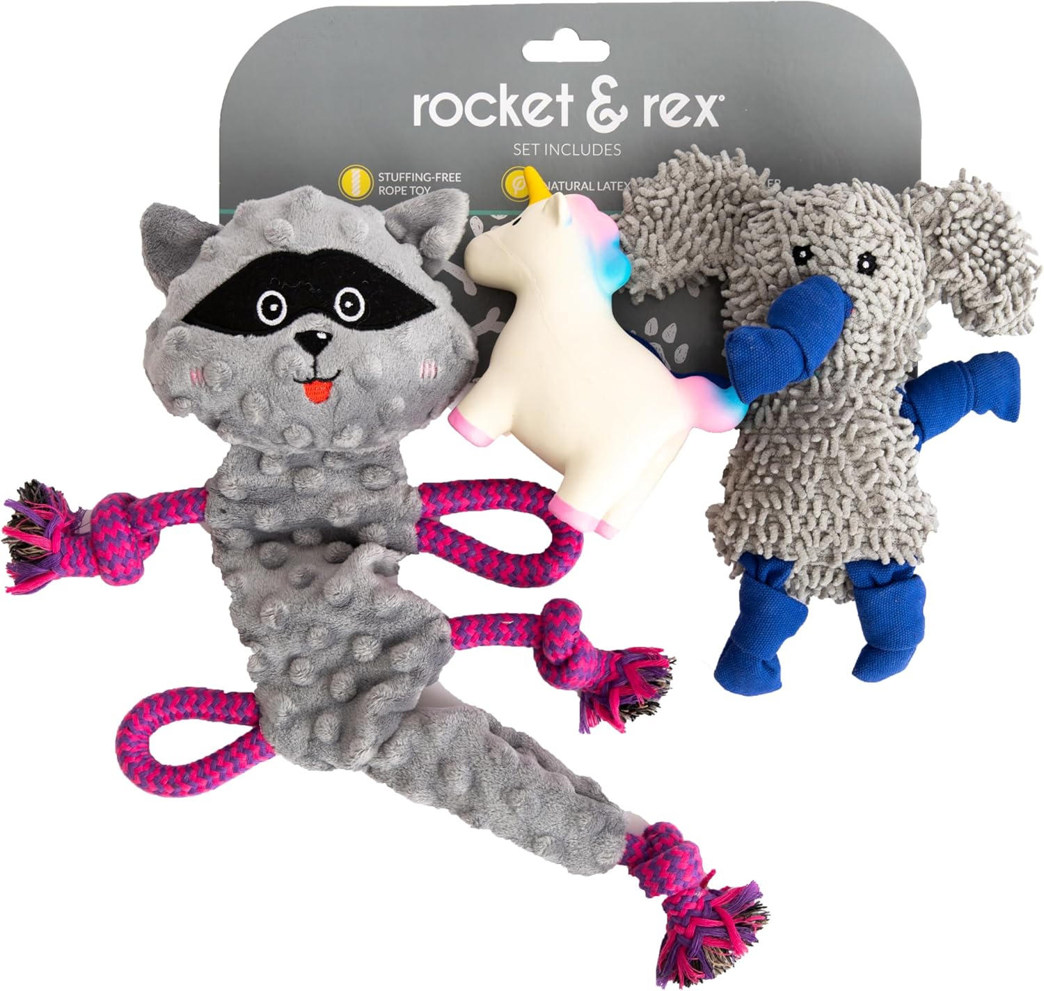 Rocket &amp; Rex, juguetes masticables para perros y cachorros. Lim...