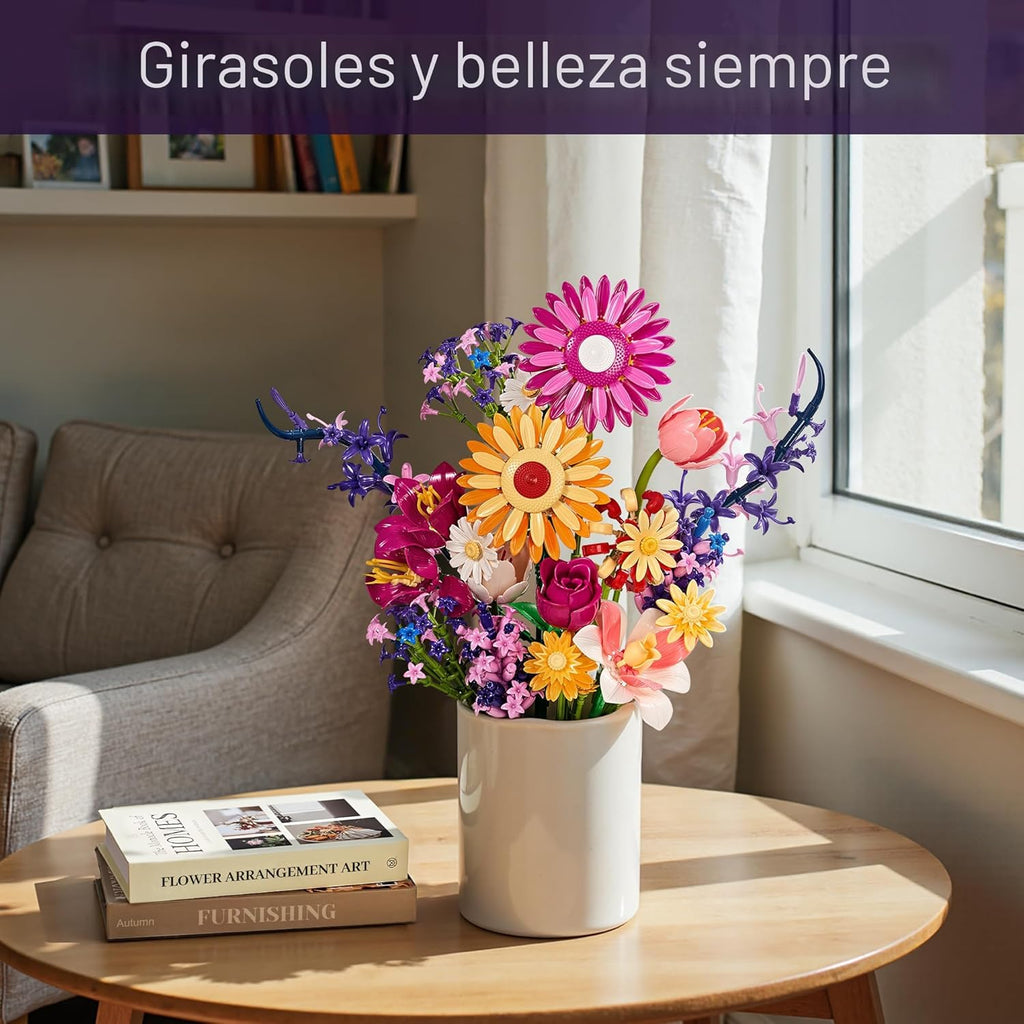 EWED Juego de construcción de ramo de flores de girasoles para adul...