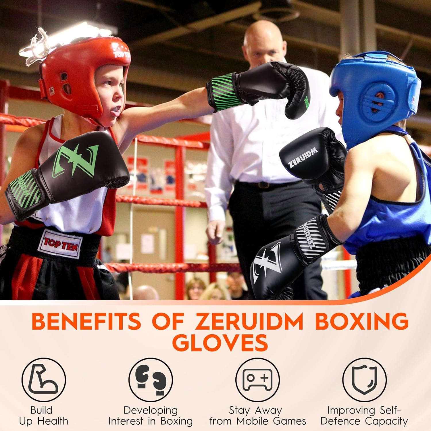 Guantes de boxeo para niños de 6 oz, guantes de entrenamiento juven...