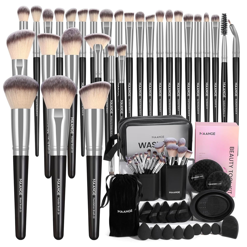 MAANGE Juego de brochas de maquillaje 51 PIEZAS, brochas de maquill...