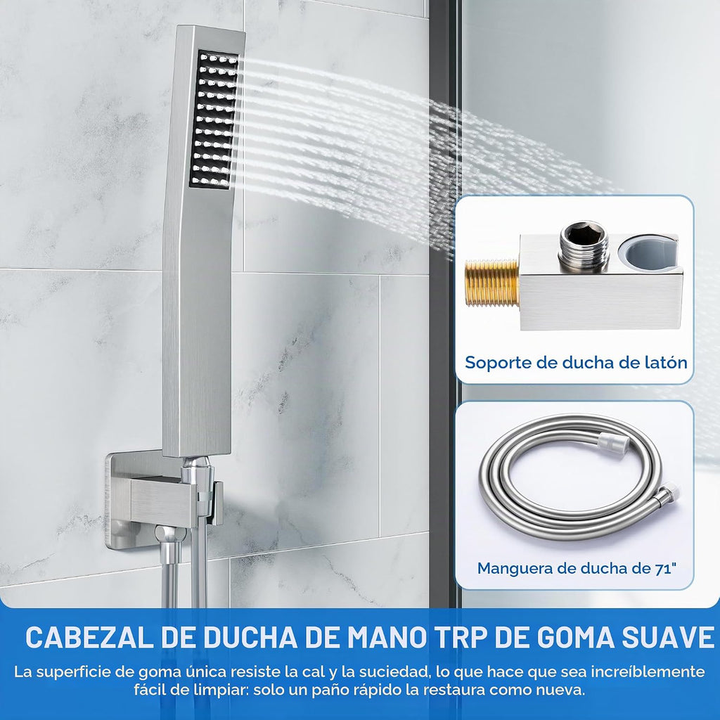 Hawkrown Juego de grifo de ducha de lluvia de lujo de 10 pulgadas,...