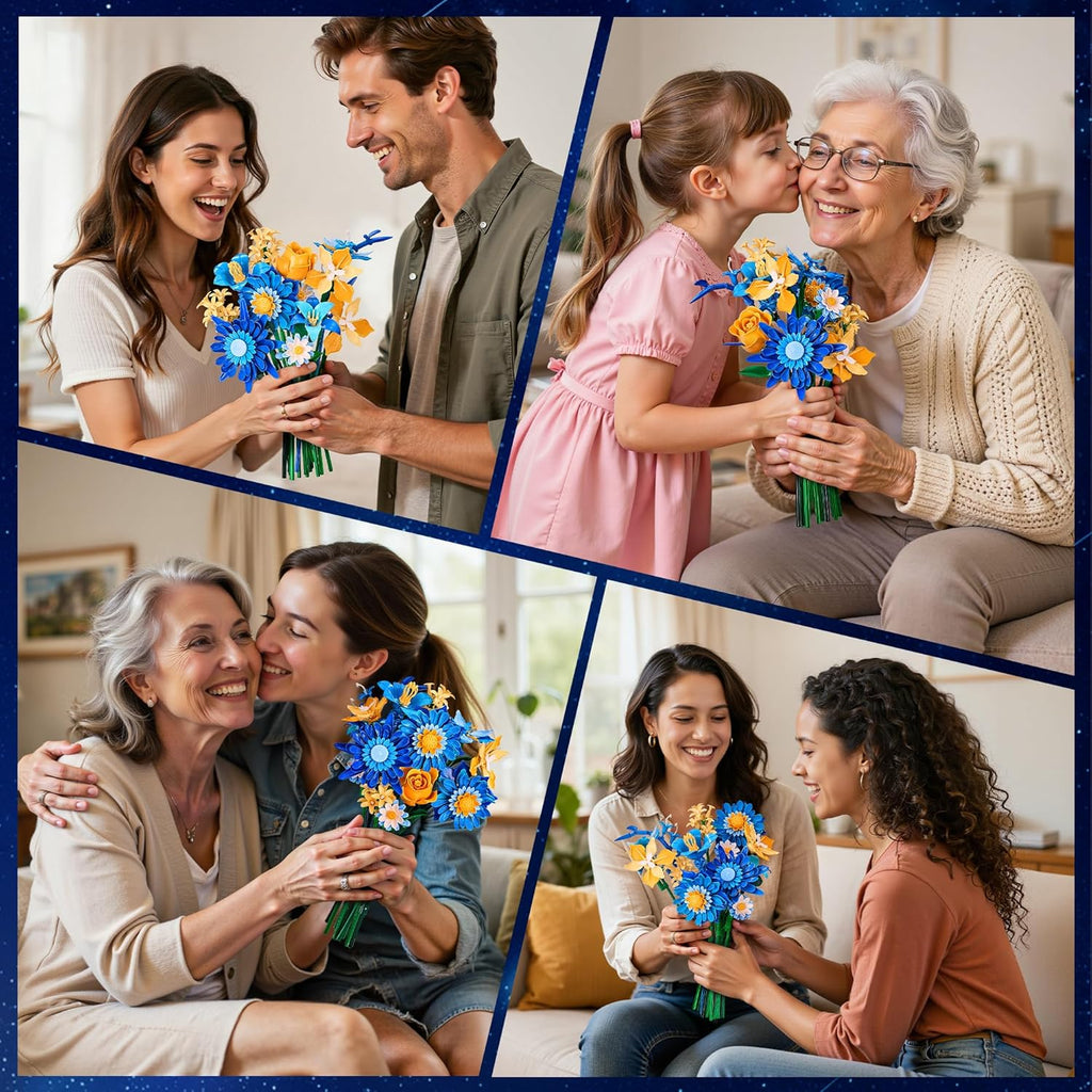 EWED Juego de ramo de flores estrelladas para adultos, flores artif...