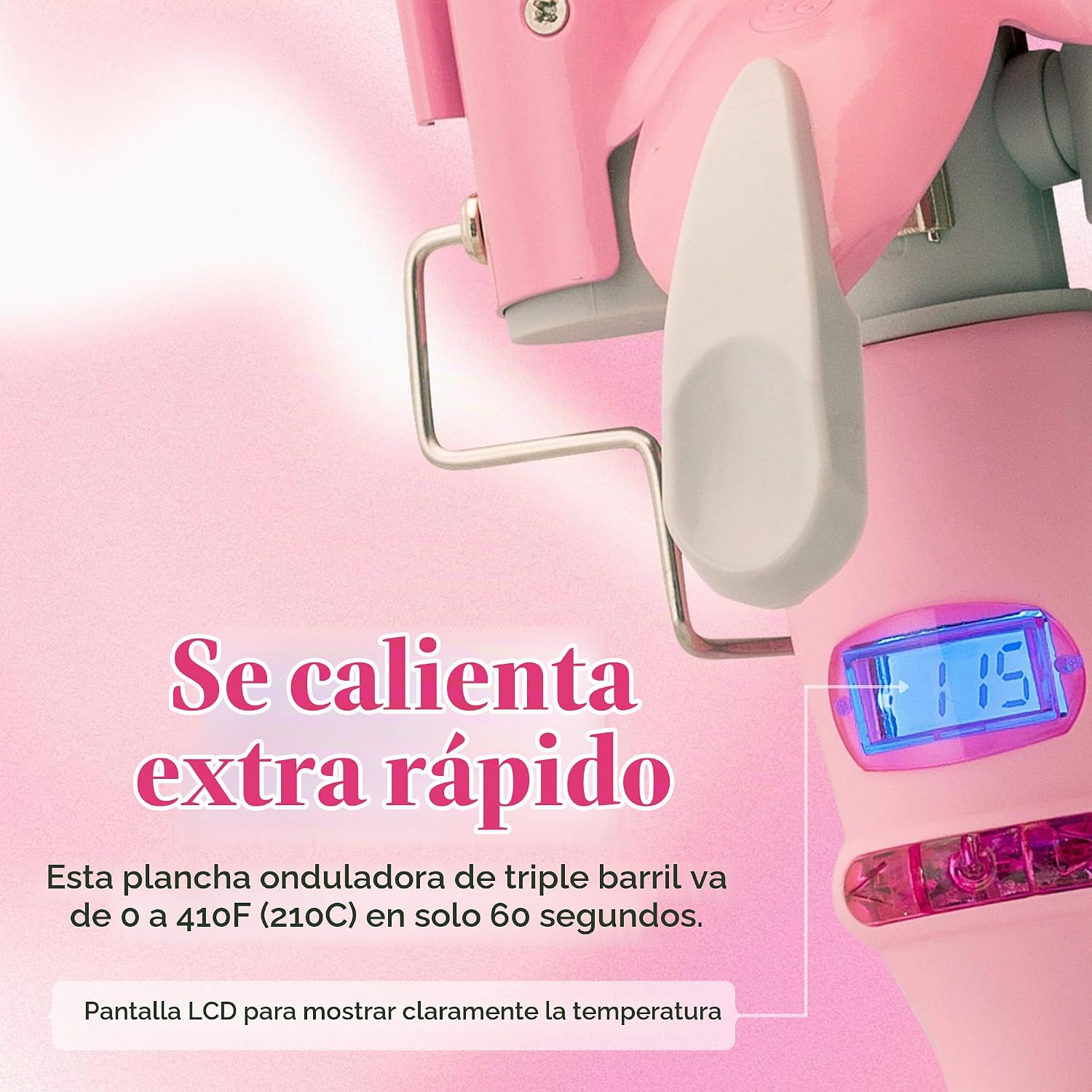 Alure Rizador de Tres Barriles Varita Onduladora de Cabello con Pan...
